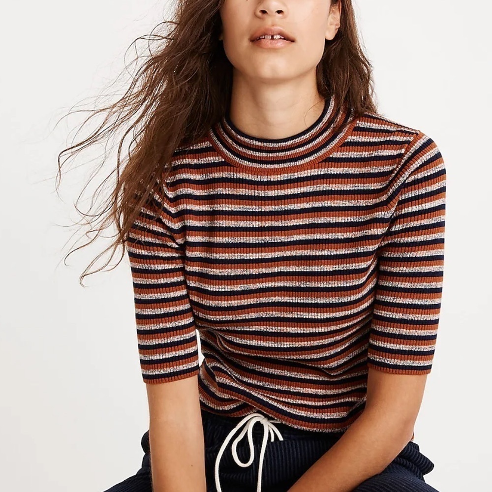 ! Madewell Dalston Mockneck Sweater in Stripe